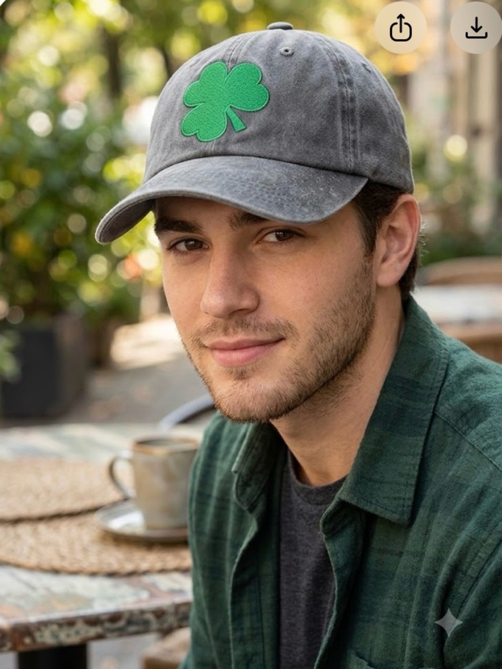 Amazon Black Baseball Cap with Green Clover Patch